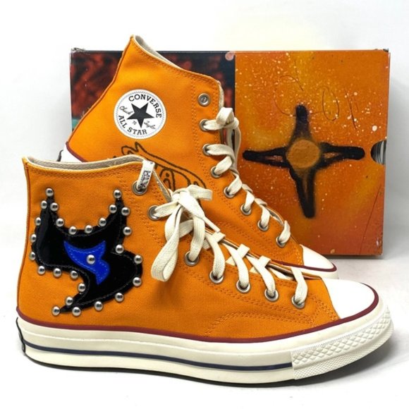 Converse x Come Tees Chuck 70 Shoes Orange Canvas Women Sneakers High A01762C - Picture 1 of 11